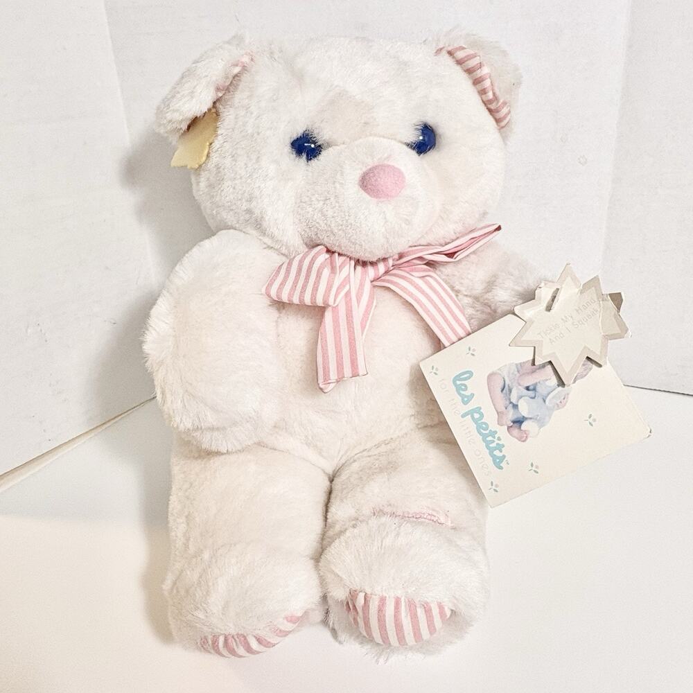 Vtg Baby Applause Teddy Bear Angelique Les Petits White NEW Tags Squeaks 12"